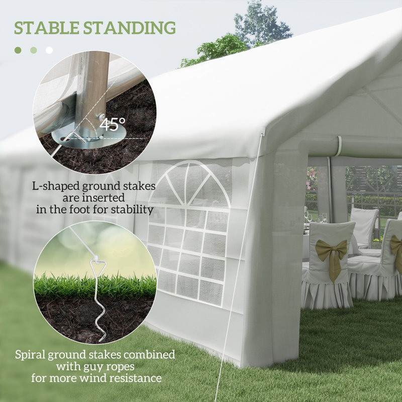 Outsunny Heavy Duty Carport Party Tent with Removable Sidewalls and Double Doors Large Canopy Tent Sun Shade Shelter for Parties Wedding